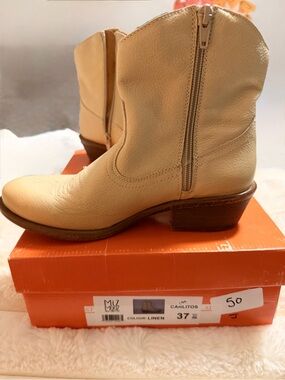 Miz Mooz Linen-Color Leather Ankle Booties